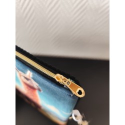 Pochette en velours imprimé lama péruvien - 20x20 cm