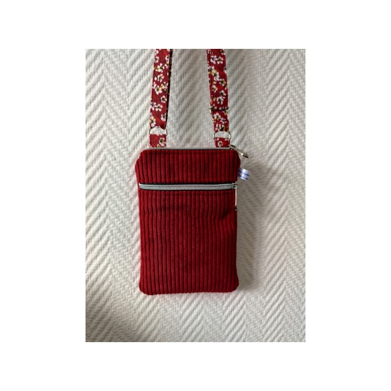 Pochette téléphone velours bordeaux