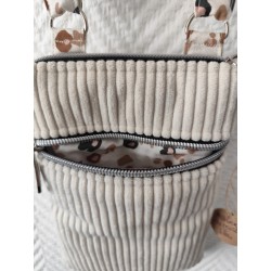 Pochette téléphone velours écru et imprimé léopard fond écru