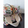 Trousse de toilette en matelassé fleuri printanier avec poignée écrue