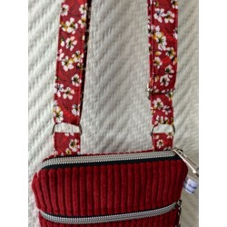 Pochette téléphone velours bordeaux