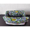 Trousse de toilette en matelassé fleuri printanier avec poignée écrue