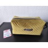 Trousse de toilette en velours matelassé vert olive tout doux  avec poignée