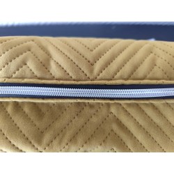 Trousse de toilette en velours matelassé vert olive tout doux  avec poignée