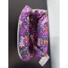 Trousse de toilette en velours matelassé rose parme tout doux  avec poignée