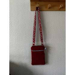Pochette téléphone velours bordeaux