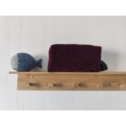 Trousse de toilette en velourscôtelé grenat à pois noir avec poignée