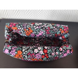 Trousse de toilette en velourscôtelé grenat à pois noir avec poignée