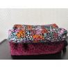 Trousse de toilette en velourscôtelé grenat à pois noir avec poignée