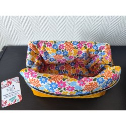 Trousse de toilette en velours matelassé jaune d'or tout doux  avec poignée et fermeture argentée