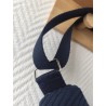 Sac banane xl velours bleu marine et imprimé fleuri fond marine