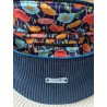 Sac banane xl velours bleu marine et imprimé fleuri fond marine