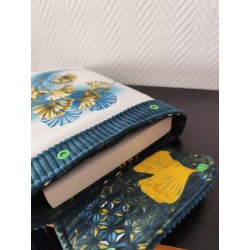 Pochette à livre molletonnée imprimé feuilles de ginckos