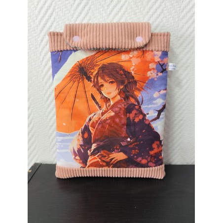 Pochette à livre molletonnée imprimée japonaise stylisé manga
