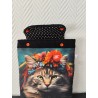 Pochette à livre molletonnée imprimé chat avec couronne de fleurs